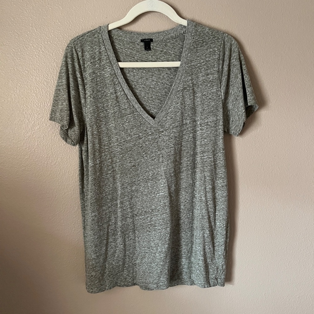 J.Crew Gray V Neck Short Sleeve Light Weight Tee Shirt
